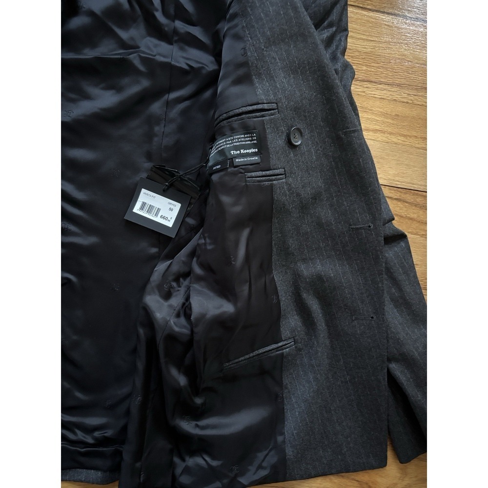 The Kooples Dark Gray Pinstripe Blazer Men's US Sz 40 Wool Fitted French Size 50 - Picture 4 of 12